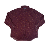 Vintage Maroon Duck Print Long Sleeve Button Down Shirt Size XL By Roundtree & Yorke